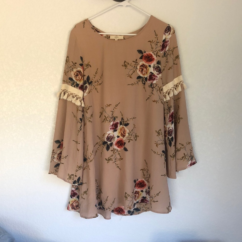 Tan Floral Boutique Dress